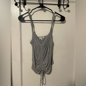 XL grey crop with ability to crunch fabric with tie detail